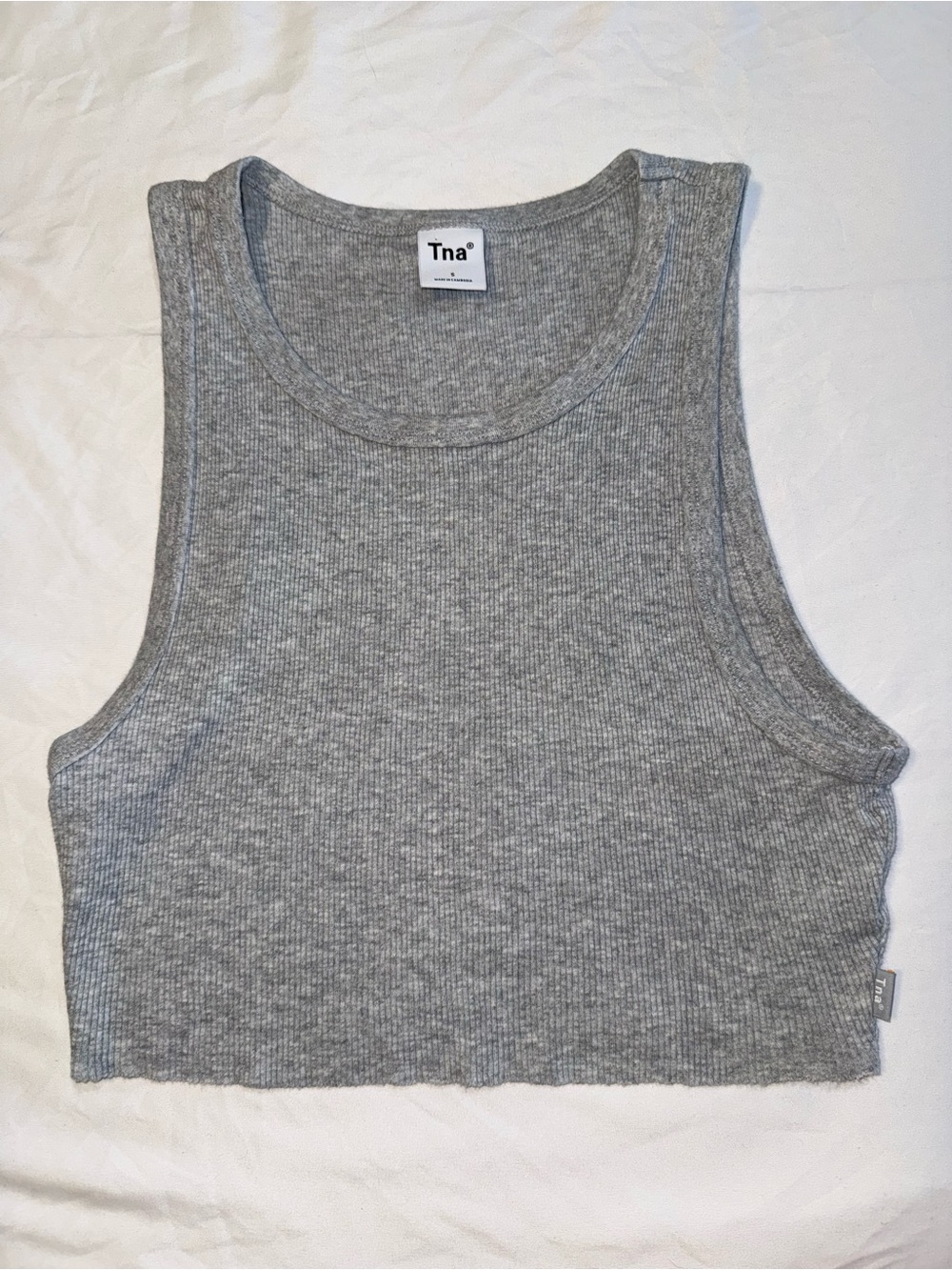 TNA Grey Ribbed Cropped Tank - Picture 1 of 3
